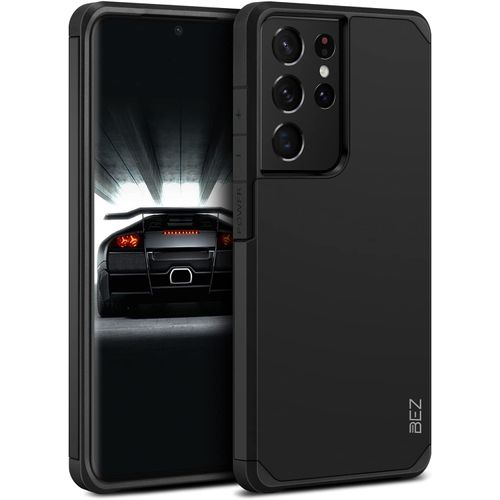 TRAHOO-Coque pour Samsung S21 Ultra, Housse Etui pour Samsung Galaxy S21 Ultra 5G Antichoc Survivor Double Protection Resistante, Noir