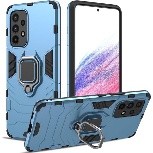 TRAHOO-Coque Compatible avec Samsung Galaxy A53 5G, Housse Compatible avec 360° Anneau Métallique, Étui Protection Antichoc, Protection Complète Dure Compatible avec Protege de Camera (Bleu)