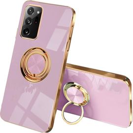 TRAHOO-Coque pour Samsung Galaxy Note 20 Ultra 5G/4G, Ultra Mince Élégant en Silicone Souple Galvanoplastie Design Coque Brillante Antichoc TPU Gel Etui avec 360 Degrés Rotation Bague, Mauve