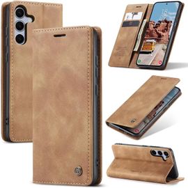TRAHOO-Coque pour Samsung Galaxy S25, Etui Protection Housse Premium en Cuir PU, Pochette Fermeture Magnétique [Fentes pour Cartes] Flip Case Compatible avec Samsung Galaxy S25, Brun