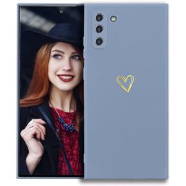 TRAHOO-Coque pour Samsung Galaxy Note 10 Étui, Mince Souple Silicone Coque Antichoc Housse, Anti-Rayures Bumper Housse TPU Téléphone Case Cover avec Motif Coeur Bleu Clair