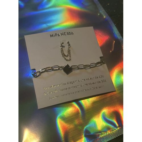 Hipanema - Bracelet Maille Élégant Doré+ Earcuff Doré Chaîne Pimpant