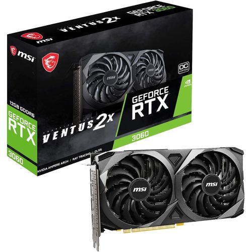 MSI GeForce RTX 3060 VENTUS 2X 12G OC - Carte graphique - GF RTX 3060 - 12 Go GDDR6 - PCIe 4.0 - HDMI, 3 x DisplayPort