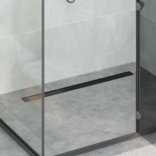 vidaXL 2 en 1 Drain de Douche Noir 90 cm Acier Inox 304