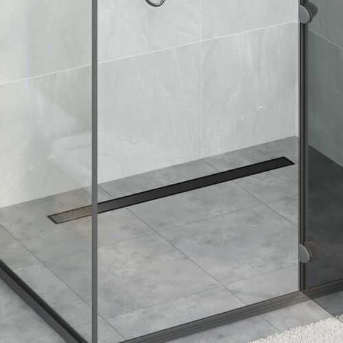 vidaXL Évacuation de douche 2-en-1 avec siphon à 360° Noir 90 cm