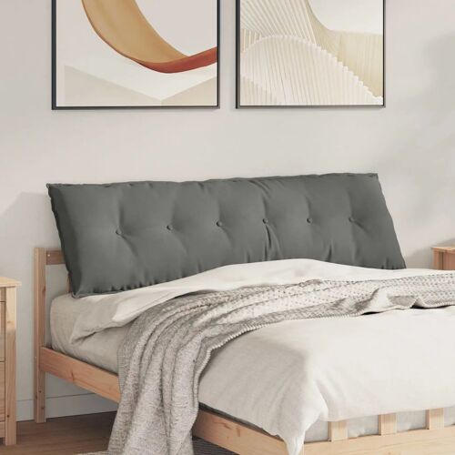 Vidaxl Coussin De Dos Gris Foncé 160 X 50 Cm Tissu En Microfibre