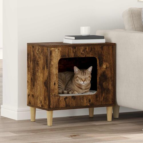 Vidaxl Maison Pour Chat Chêne Fumé 51 X 30 X 52 Cm Bois D'ingénierie
