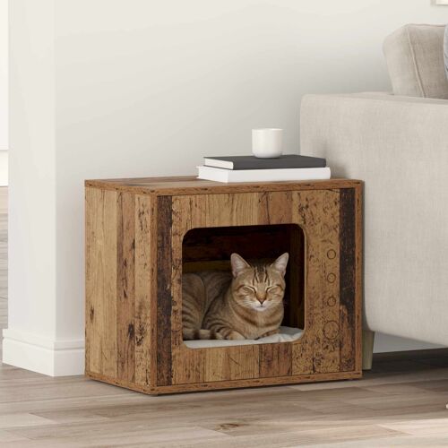 Vidaxl Maison Pour Chat Bois Ancien 51 X 30 X 42 Cm Bois D'ingénierie