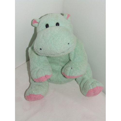 HIPPOPOTAME VERT ROSE TY 25 cm