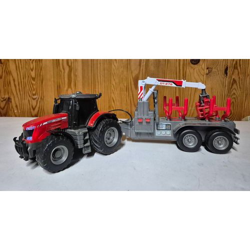 Dickie Toys Massey Ferguson 8737 Tracteur et remorque son et lumieres