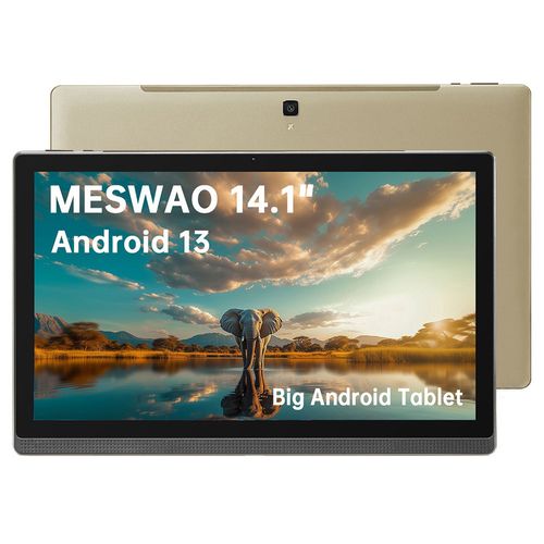 Tablette MESWAO B1 14,1" Full HD - 6 Go RAM / 128 Go ROM - Android 13 - Batterie 10 000 mAh - Or (Gold)