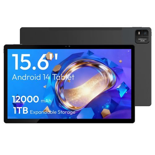 Tablette MESWAO B3, écran IPS 15,6 pouces (1920 x 1080 pixels), processeur MTK Helio G99 à 8 coeurs, 6 Go de RAM, 128 Go de ROM, Android 14, Wi-Fi 5, Bluetooth 5.0, batterie 12 000 mAh - Gris