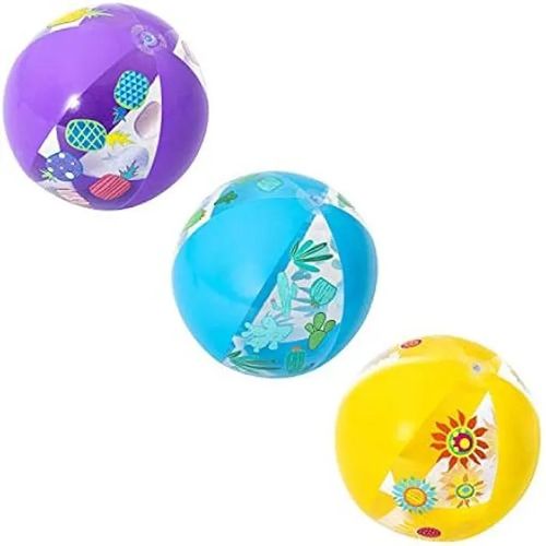 Ballon De Plage Gonflable - Bestway - Modèle Designer - 51 Cm - Pvc Résistant - Assortis