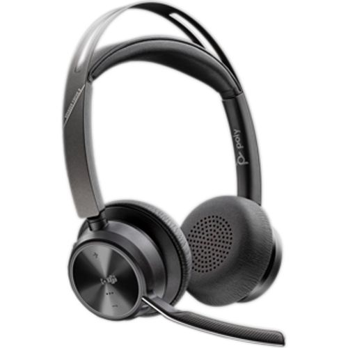HP Poly Voyager Focus 2 - Micro-casque - sur-oreille - Bluetooth - sans fil - Suppresseur de bruit actif - USB-C via un adaptateur Bluetooth, USB-A via adaptateur Bluetooth - noir - certifié Zoom, Certifié pour Microsoft Teams