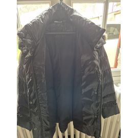 Doudoune Matelassée Caroll Femme Avec Capuche Fourrure Amovible Boutons Pressions Couleur Noire  Taille L