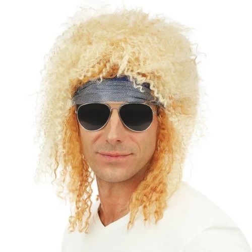 Perruque Chanteur Rock - Ptit Clown - 23750 - Accessoire Déguisement Carnaval, Halloween, Cosplay, Fête - Blond