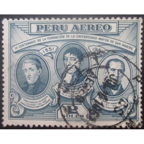 Perou Poste Aérienne N°102 Mendoza Et Unanue Oblitéré