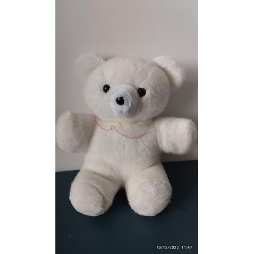 vintage peluche ours blanc col en tulle