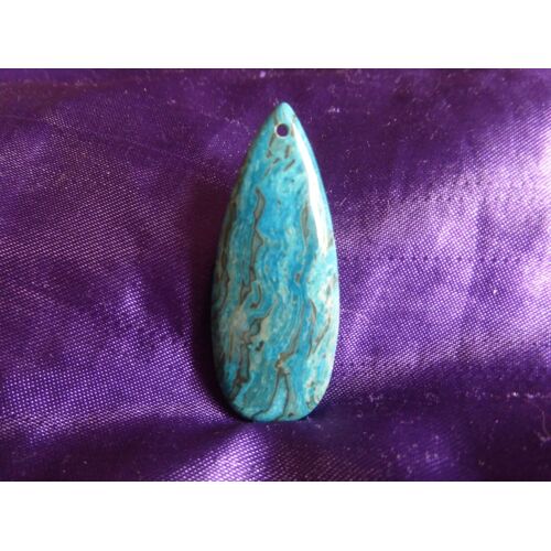 Pendentif Larme En Jaspe Bleu - 5 Cm. Les Couleurs Bleu Et Noir Sont Magnifiques. Lot 2422