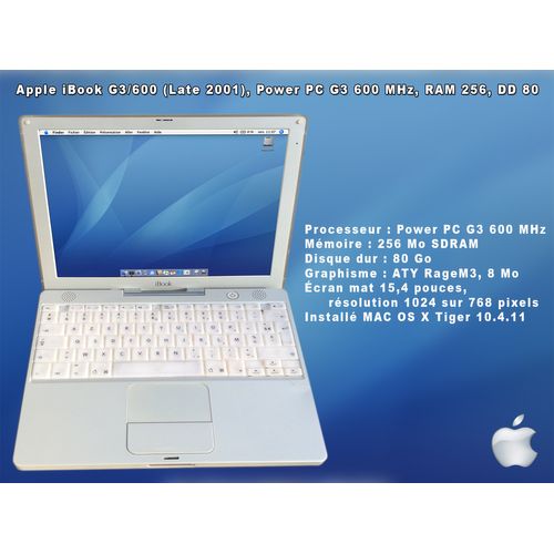 Apple iBook G3/600 (Late 2001 ), Power PC G3 600 MHz, RAM 256, DD 80