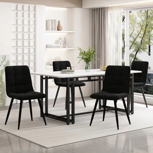 Ensemble table et chaise - MUVOE - 140x80cm - Noir - Chaises en velours - Iron Legs