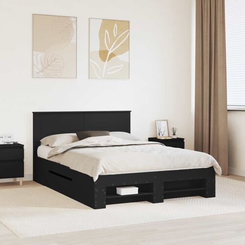 vidaXL Cadre de lit Noir 150 x 200 cm Bois d'ingénierie