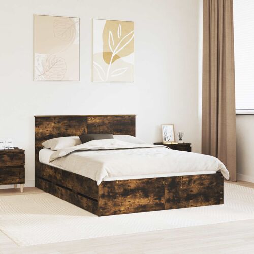 vidaXL Cadre de lit Chêne fumé 140 x 190 cm Bois Ingénierie
