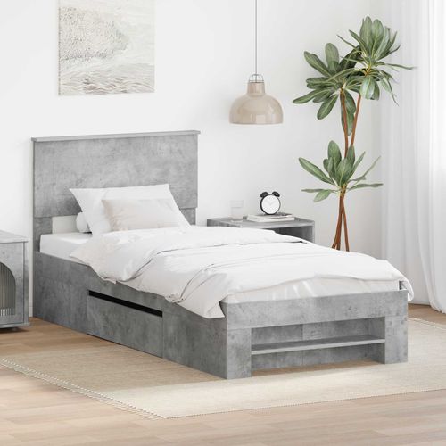 vidaXL Cadre de lit Gris béton 90 x 200 cm Bois d'ingénierie