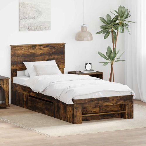 vidaXL Cadre de lit Chêne fumé 90 x 200 cm Bois d'ingénierie
