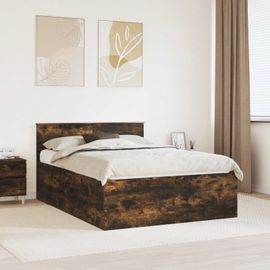 vidaXL Cadre de lit Chêne fumé 140 x 190 cm Bois d'ingénierie