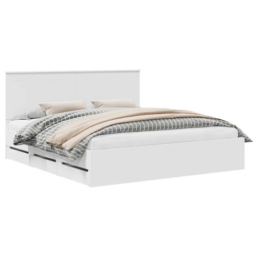 vidaXL Cadre de lit avec tiroir Blanc 200 x 200 cm Bois Ingénierie