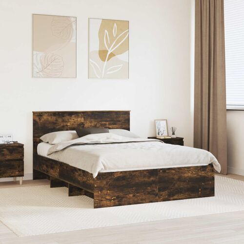 vidaXL Cadre de lit Chêne fumé 150 x 200 cm Bois d'ingénierie