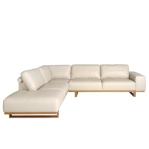 Ángel Cerdá - Canapé d'angle gauche - Canapé 5 places avec chaise longue - Canapé modulable - Canapés modernes - Élégance et fonctionnalité - Fabriqué en cuir - Couleur sable - 316 x 252 x 82 cm