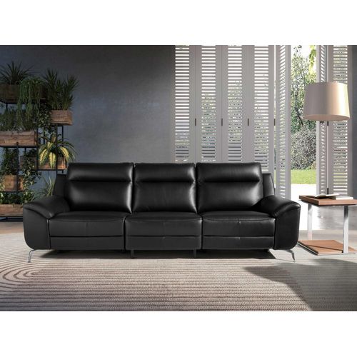 Ángel Cerdá - Canapé relax 3 places - Canapé de salon 3 places - Canapés modernes - Résistant et confortable - Élégance et fonctionnalité - Fabriqué en cuir - Couleur noire - 264 x 93 x 92 cm