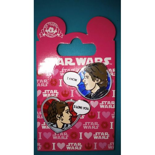 Rare 2 Pins Disney Disneyland Paris Star Wars : Han & Leia Love