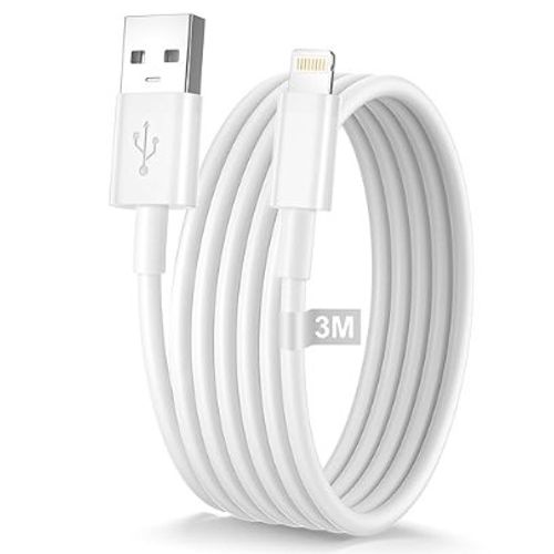 Câble de charge Lightning 3 mètres certifié MFi pour iPhone et iPad. Compatible avec iPhone 14, 13, 12, 11 Pro Max, XR, 8 et 7.