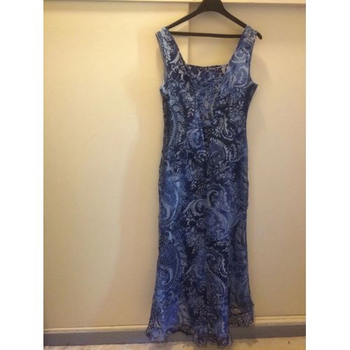 Robe Bleu Longue Jacqueline Riu Neuve T 40