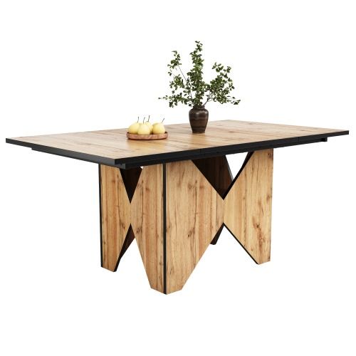 Table de cuisine moderne en bois table de bistrot non amovible table pour 4-6 personnes salon cuisine 138.5x80x75 cm