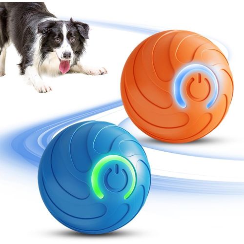 Balle Interactive Intelligente Pour Chien, Jouet Rechargeable Usb Avec Vibration Et Rebond, Idéale Pour Jeu En Intérieur (Bleu + Orange)