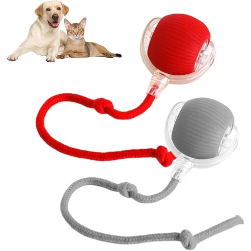 Balle À Rouler Pour Chat Et Chien, Interactive À Rouler, Jouet Interactif Chien Balle Qui Bouge Toute Seule (Gris + Rouge)