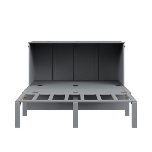 Lit gigogne lit 140 x 200 lit mural avec sommier à lattes armoire verticale bois gris