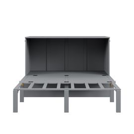 Lit gigogne lit 140 x 200 lit mural avec sommier à lattes armoire verticale bois gris