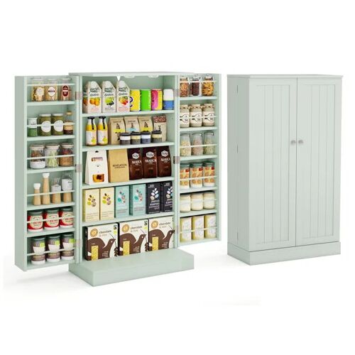 Buffet de Cuisine 104CM COSTWAY, Portes Ouverture à 180°, Étagères Réglables, Kit Anti-Basculement, pour Salle à Manger Salon, Vert