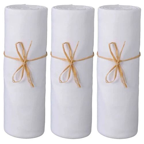 Lot De 3 Draps Housses Bébé Jersey Bio Blanc 70x140 - P'tit Basile