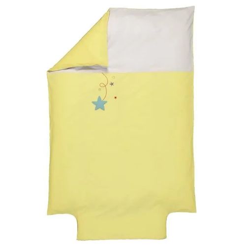 Housse De Couette Bébé - P'tit Basile - Pluie D'étoiles - Coton Bio - 100x140 Cm - Jaune