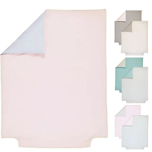 Housse De Couette - P'tit Basile - Bicolore - 100% Coton Bio - 120x150 Cm - Gris Et Rose