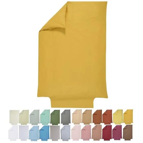 Housse De Couette Bébé - P'tit Basile - 100x140 Cm - 100% Coton Bio - Jaune Moutarde - Lavable En Machine