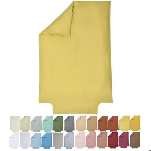 P'tit Basile - Housse De Couette Bébé Coton Bio 75x120 80x120 Cm - Coton Bio Et 57 Fils - Jaune Or