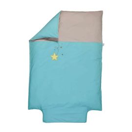 Housse De Couette Bébé - P'tit Basile - Pluie D'étoiles - Coton Bio - 100x140 Cm - Turquoise