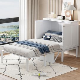 Lit gigogne lit 90 x 200 lit mural avec sommier à lattes armoire verticale bois blanc